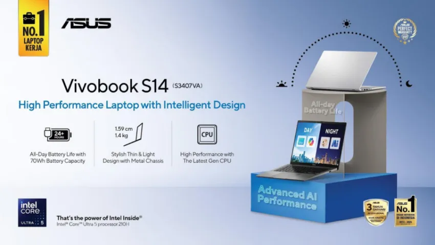 ASUS Vivobook S14 (S3407VA) Ditawarkan sebagai Laptop Ringkas dengan Standar Ketahanan Militer