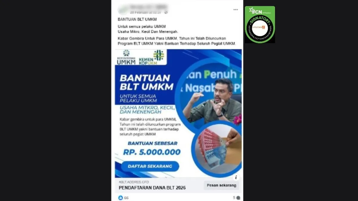 Kementerian UMKM Tegaskan Link Pendaftaran BLT UMKM Rp 5 Juta Adalah Hoaks