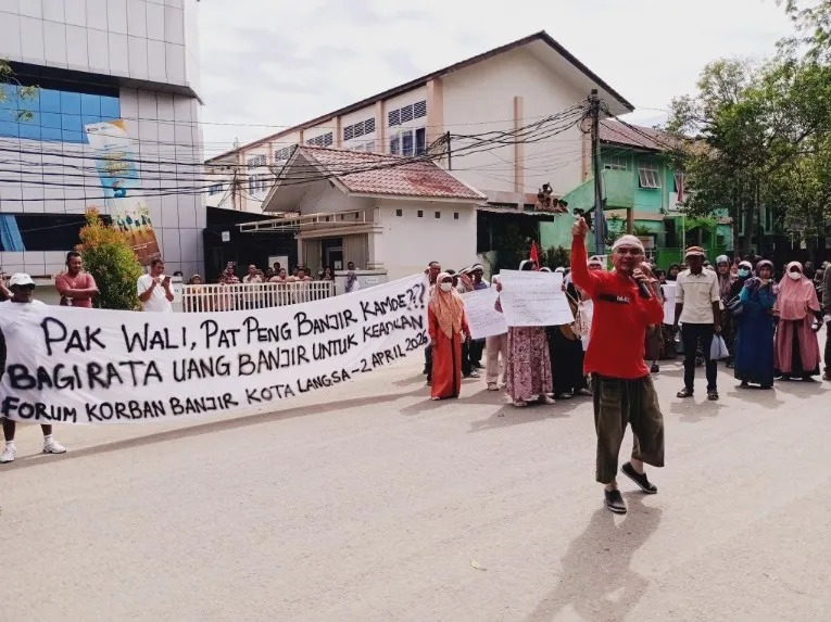 Forum Korban Banjir Kota Langsa Demo Kantor Wali Kota dan Kejari, Tuntut Transparansi Bantuan