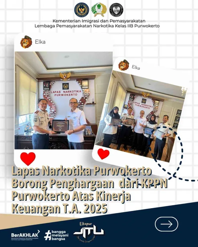 Lapas Narkotika Purwokerto Raih Sejumlah Penghargaan Kinerja Keuangan dari KPPN Purwokerto