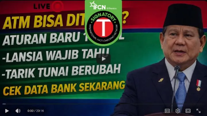 Cek Fakta: Klaim Aturan Baru Tarik Tunai ATM untuk Lansia Mulai 1 April 2026 Keliru