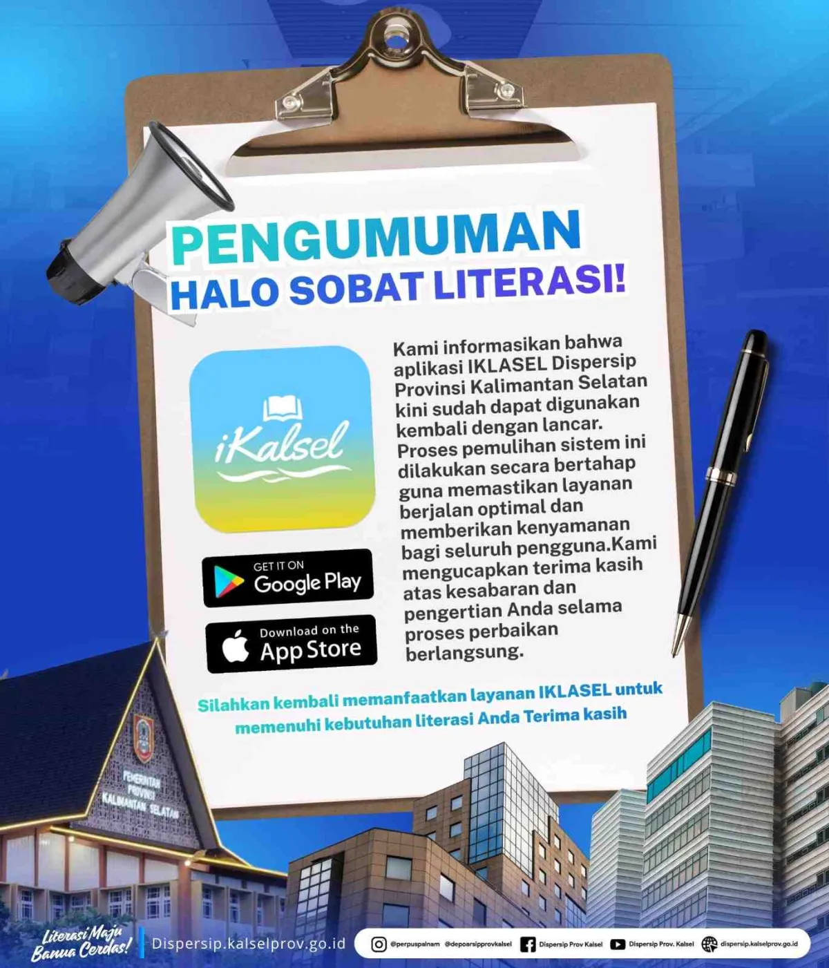 Dispersip Kalsel Pastikan Aplikasi Perpustakaan Digital iKalsel Kembali Normal