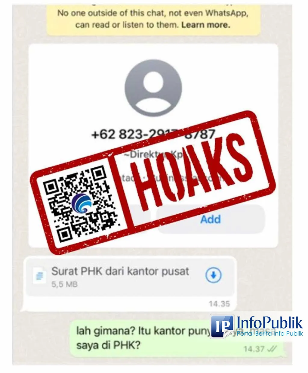 Cek Fakta: Pesan WhatsApp Berisi APK “Surat PHK dari Kantor Pusat” adalah Modus Penipuan