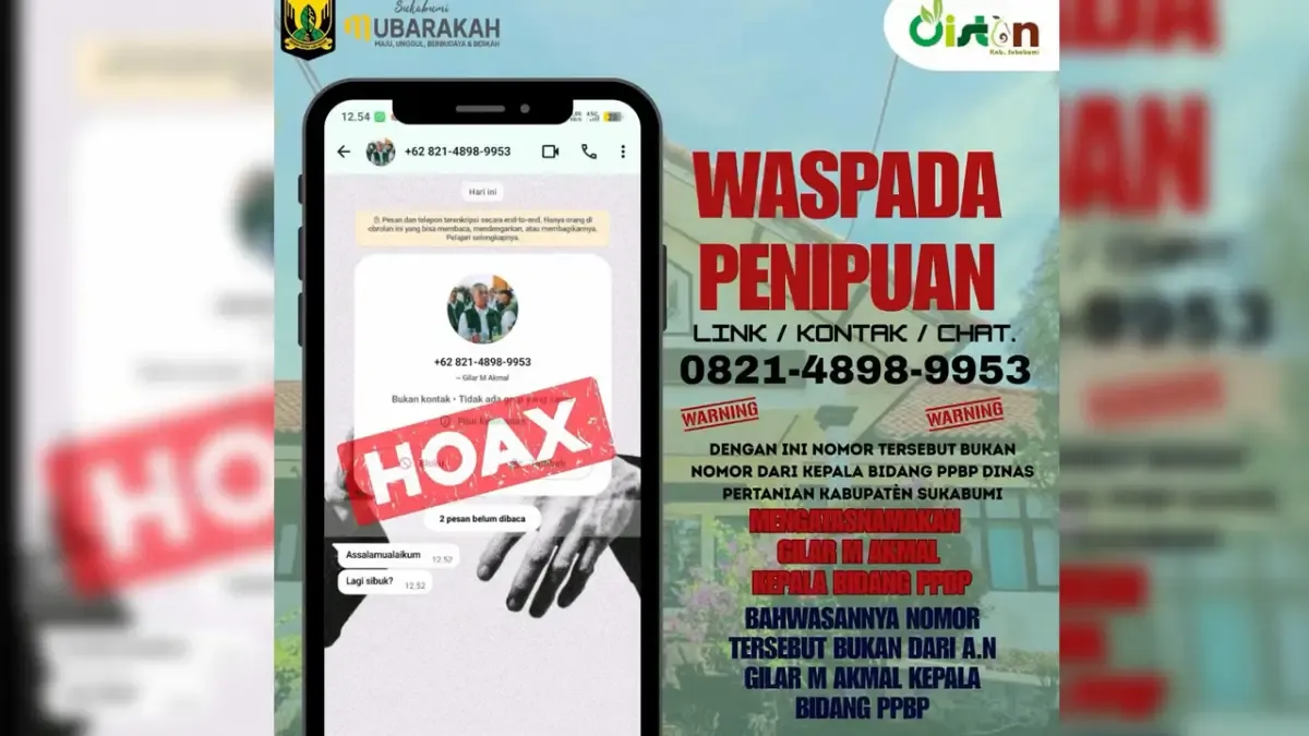 Dinas Pertanian Sukabumi Peringatkan Warga soal Nomor Palsu yang Mencatut Nama Pejabat