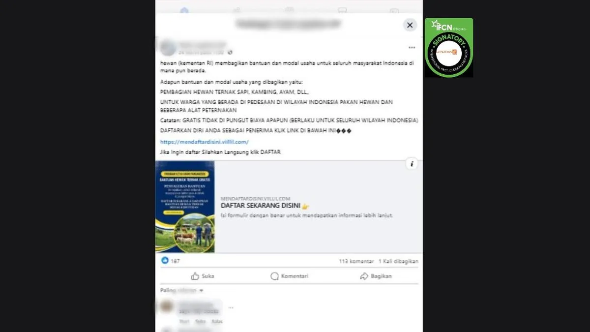Kementan Ingatkan Warga Waspada Tautan Pendaftaran Bantuan Ternak Palsu