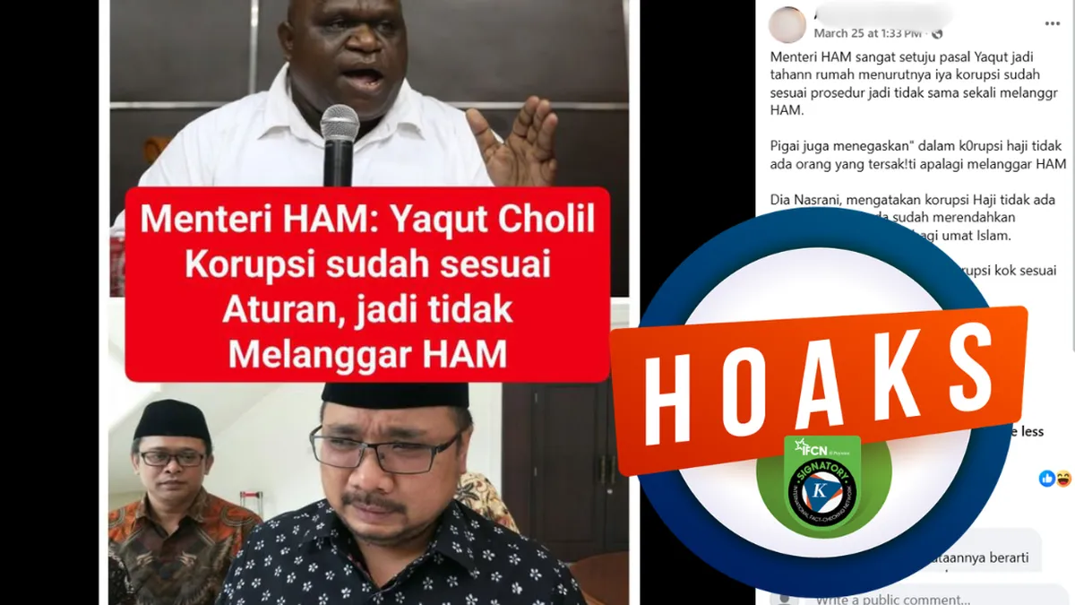 Hoaks Klaim Natalius Pigai Sebut Korupsi Kuota Haji Tak Langgar HAM Beredar di Media Sosial