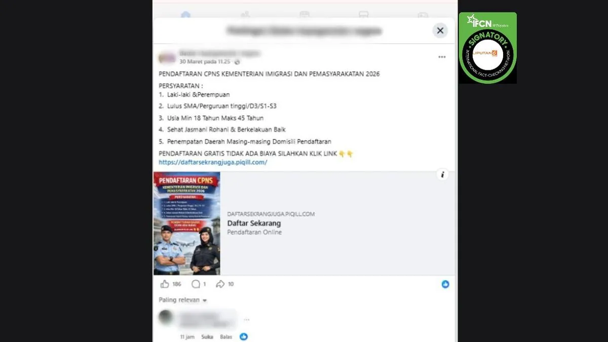 Klaim Link Pendaftaran CPNS Kemenimipas 2026 dengan Batas Usia 45 Tahun Terbukti Hoaks
