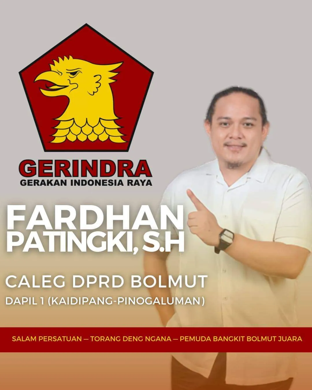 Fardhan Patingki Daftar Pileg 2024 di Bolmut Lewat Gerindra, Nomor Urut 6