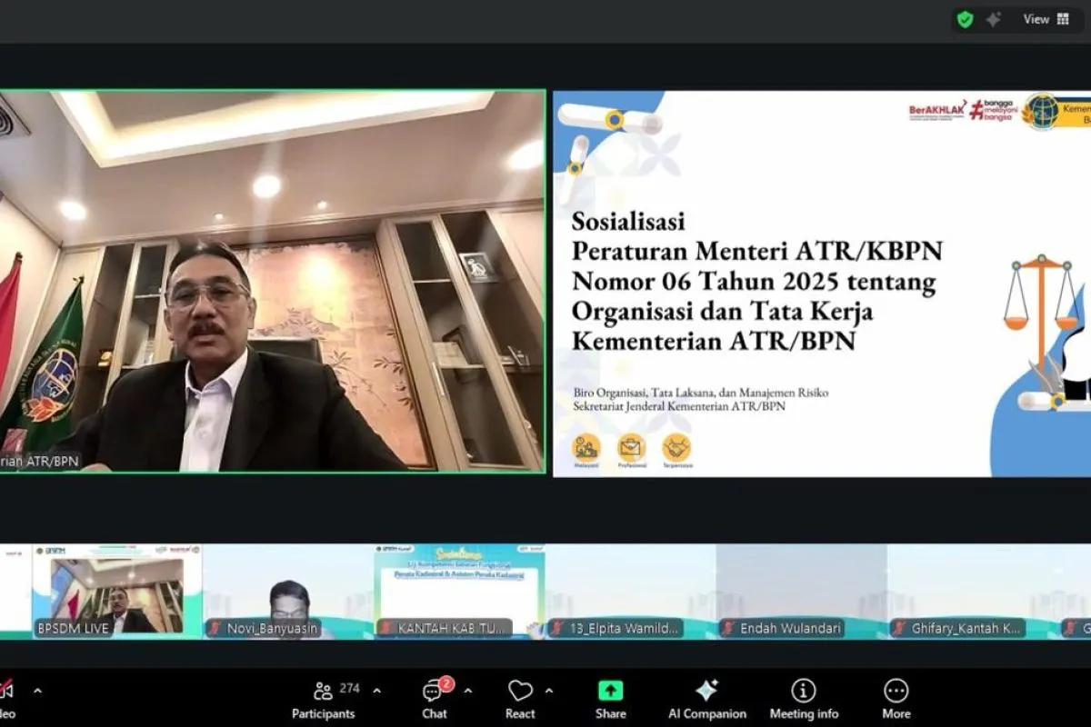 Sekjen ATR/BPN Tekankan Empat Arahan dalam Sosialisasi Aturan Organisasi dan Tata Kerja