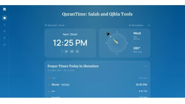 QuranTime Tawarkan Kompas Arah Kiblat dan Jadwal Salat Berbasis Lokasi Tanpa Instalasi