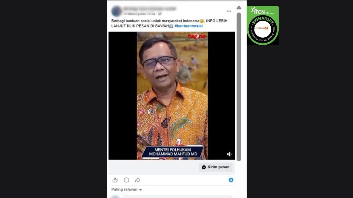 Cek Fakta: Video Mahfud Md Disebut Umumkan Bantuan Modal Usaha, Klaim Tidak Benar