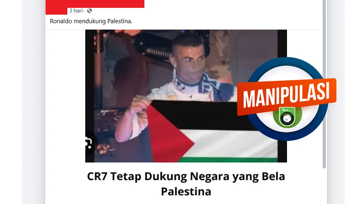 Foto Cristiano Ronaldo Membentangkan Bendera Palestina Ternyata Hasil Edit Digital