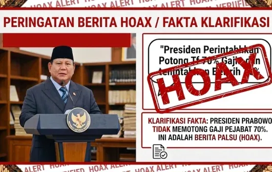 Klaim Presiden Prabowo Perintahkan Pemotongan Gaji Pejabat 70% untuk MBG Disebut Hoaks