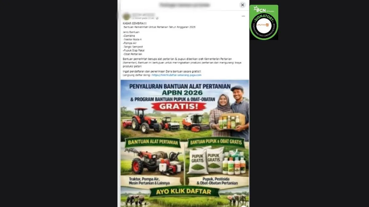 Cek Fakta: Tautan Pendaftaran Bantuan Traktor dan Alsintan Mengatasnamakan Kementan Disebut Tidak Benar