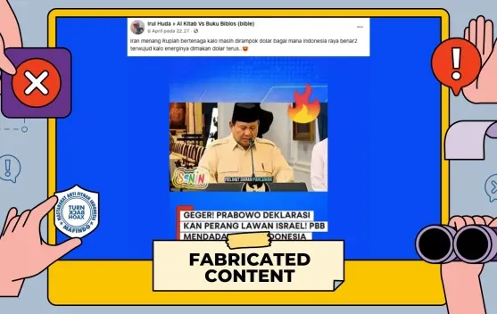 Klaim Prabowo Deklarasikan Perang terhadap Israel dan Indonesia Gabung Kubu Iran Disebut Hoaks