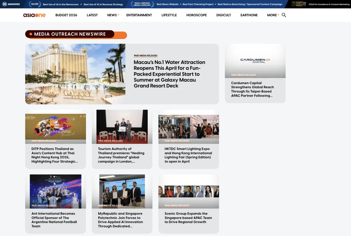 Media OutReach Newswire Perluas Jangkauan di Singapura Lewat Kemitraan dengan AsiaOne pada 2026