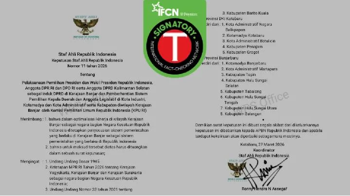 Beredar Surat Mengatasnamakan “Staf Ahli RI” soal Perubahan Pemilu di Kerajaan Banjar, KPU Kalsel Pastikan Tidak Benar