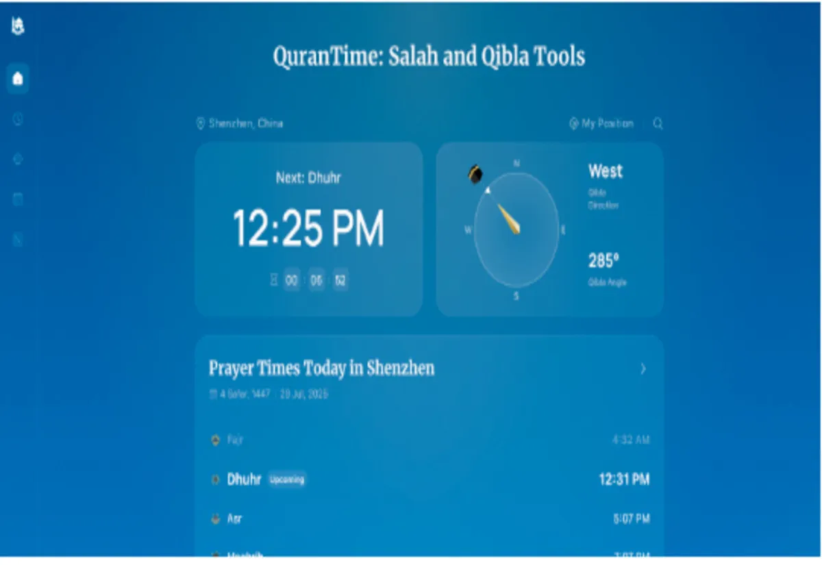 QuranTime Hadir sebagai Layanan Web untuk Jadwal Salat dan Arah Kiblat Tanpa Instalasi