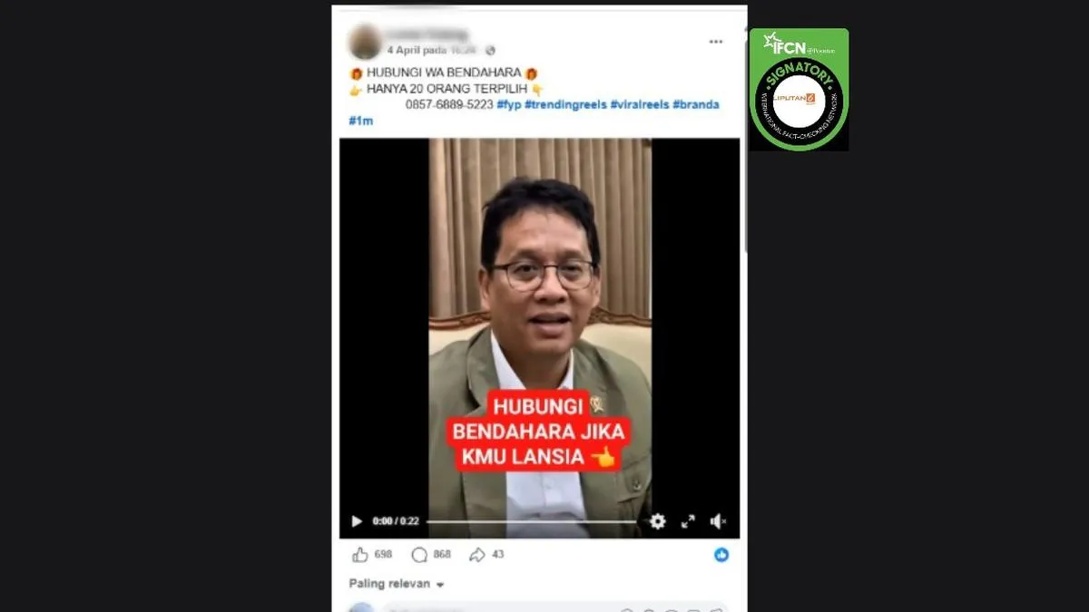 Cek Fakta: Video Menkeu Purbaya Disebut Umumkan Bantuan Lansia Ternyata Hoaks