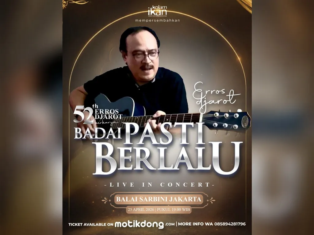 Erros Djarot Rayakan 52 Tahun Berkarya Lewat Konser “Badai Pasti Berlalu” di Balai Sarbini
