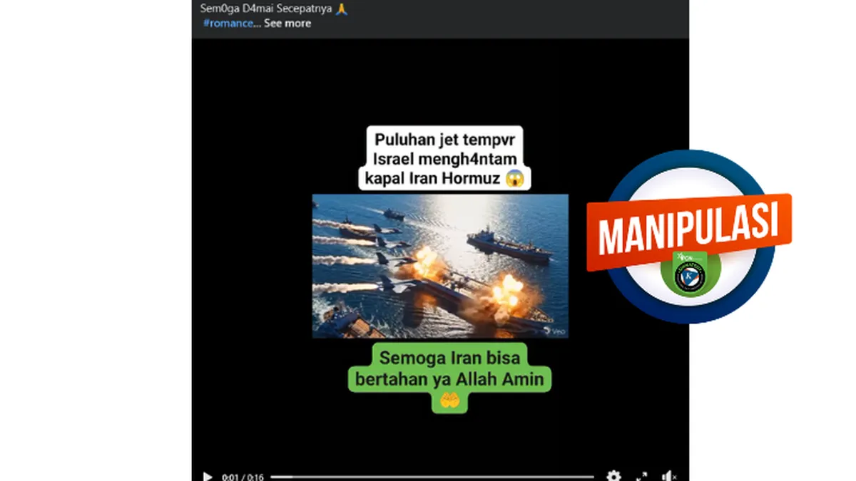 Klaim Video Jet Tempur Israel Serang Kapal Iran di Selat Hormuz Ternyata Hoaks, Dibuat dengan AI