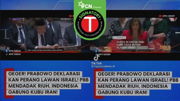 Klaim Prabowo Deklarasikan Gabung Iran Lawan Israel Menyesatkan, Video Ternyata Pidato Dubes RI di PBB