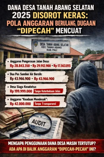 Dana Desa Tanah Abang Selatan 2025 Disorot, Sejumlah Pos Anggaran Dinilai Janggal dan Minim Penjelasan