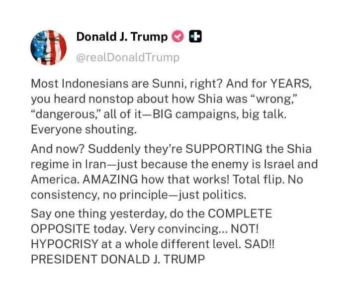 Cek Fakta: Tangkapan Layar Klaim Trump Sebut Indonesia “Munafik” Disebut Hoaks