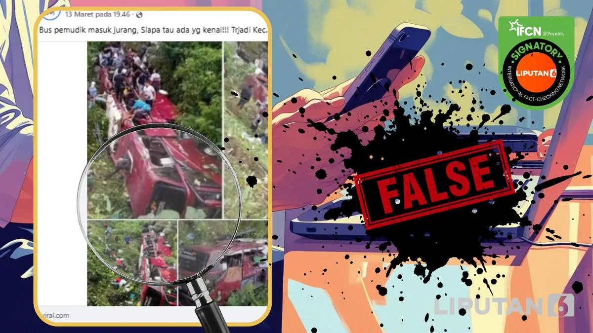 Cek Fakta: Foto yang Diklaim Bus Pemudik Masuk Jurang Ternyata Kecelakaan Bus Peziarah di Guci Tegal