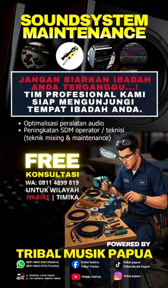 Tribal Musik Papua Luncurkan Program Perawatan Soundsystem untuk Rumah Ibadah di Nabire dan Timika