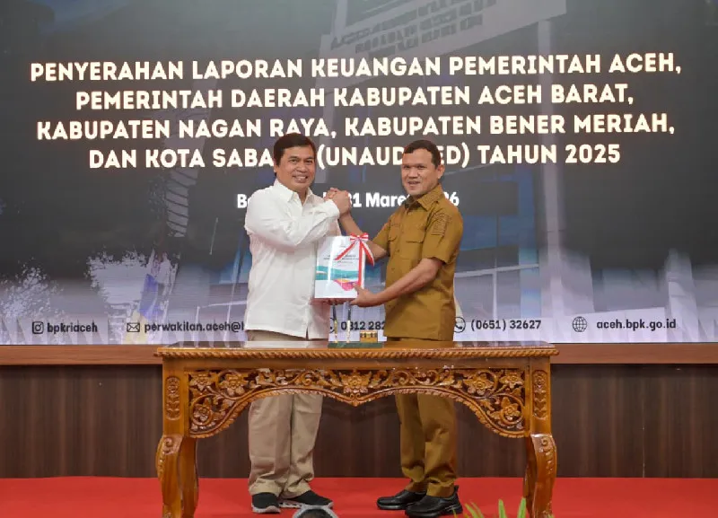Wagub Aceh Serahkan Laporan Keuangan 2025 ke BPK, Pemeriksaan Dimulai 6 April 2026