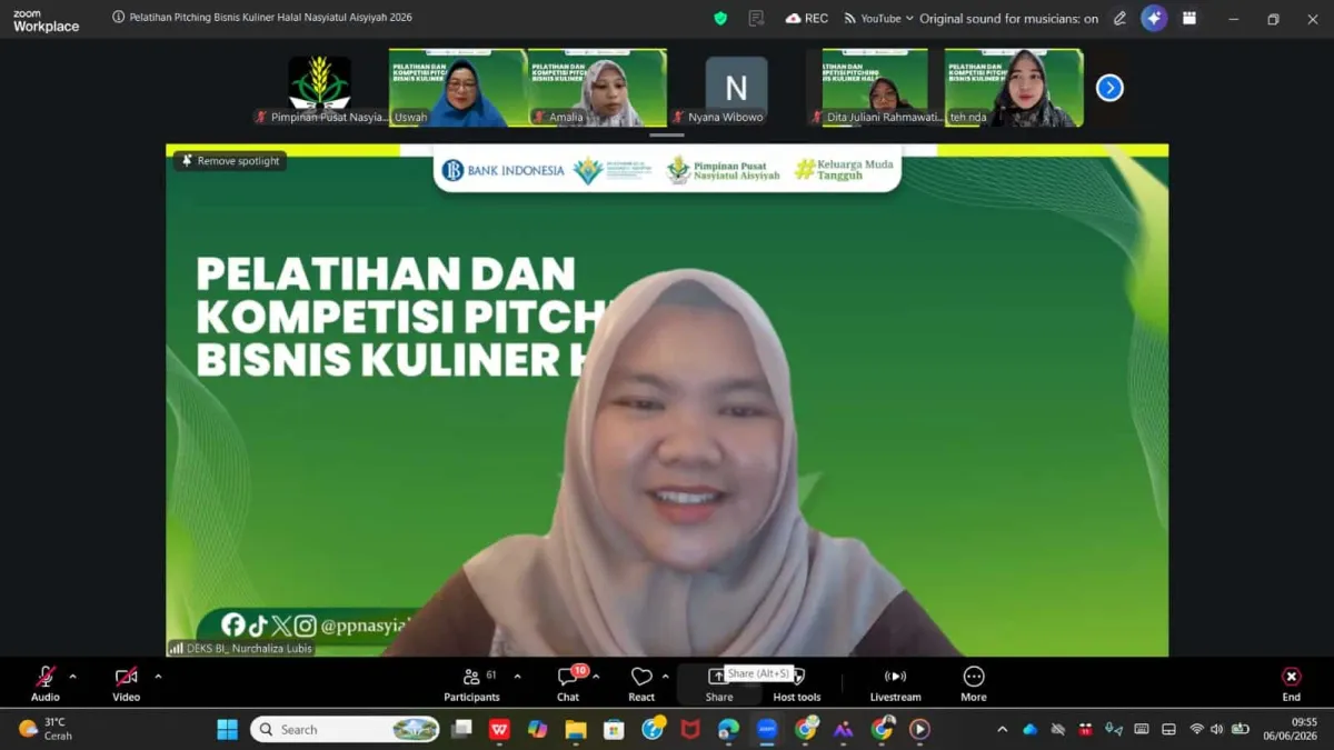 PP Nasyiatul Aisyiyah dan Bank Indonesia Gelar Pelatihan Pitching Bisnis Kuliner Halal secara Daring