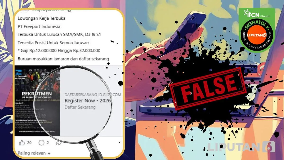 Klaim Tautan Pendaftaran Lowongan Kerja PT Freeport Indonesia di Facebook Dipastikan Tidak Benar