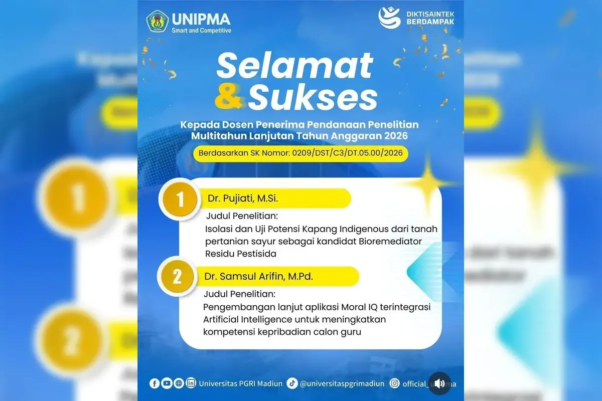 UNIPMA Lolos Pendanaan Riset Multitahun 2026 untuk Proyek Bioremediasi dan AI Pendidikan