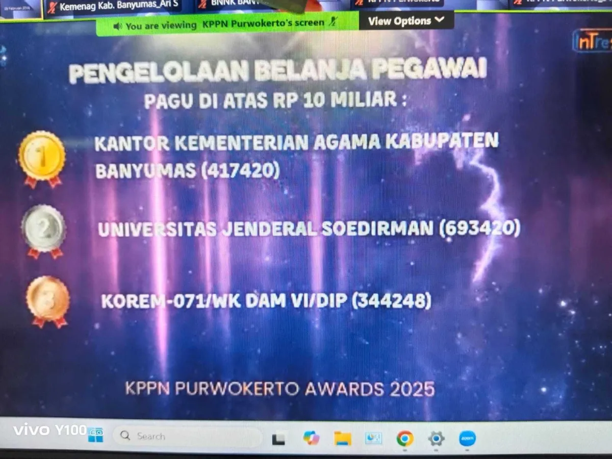 Kemenag Banyumas Raih Sejumlah Penghargaan KPPN Awards atas Kinerja Pengelolaan APBN