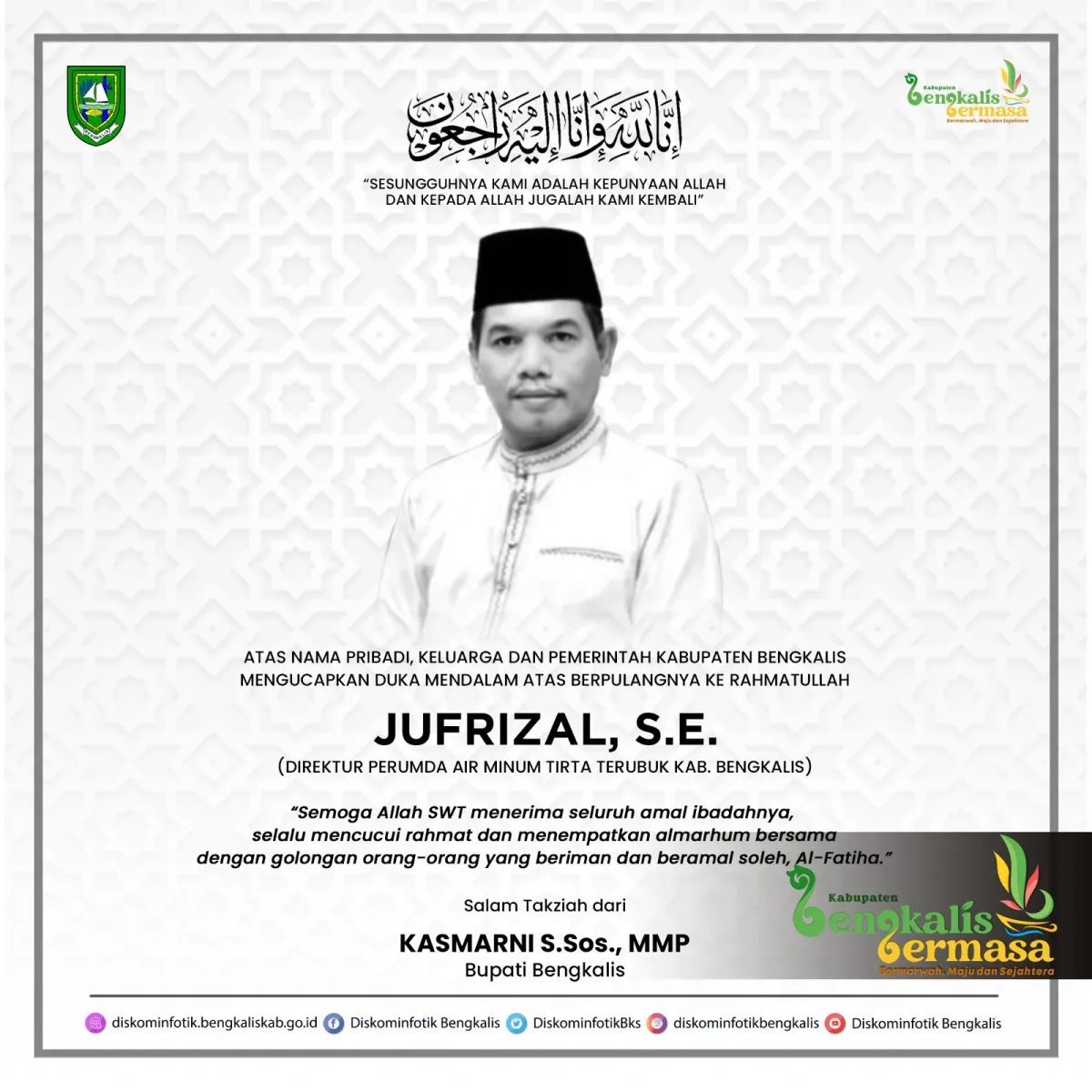 Direktur PDAM Tirta Terubuk Bengkalis Jufrizal Meninggal Dunia