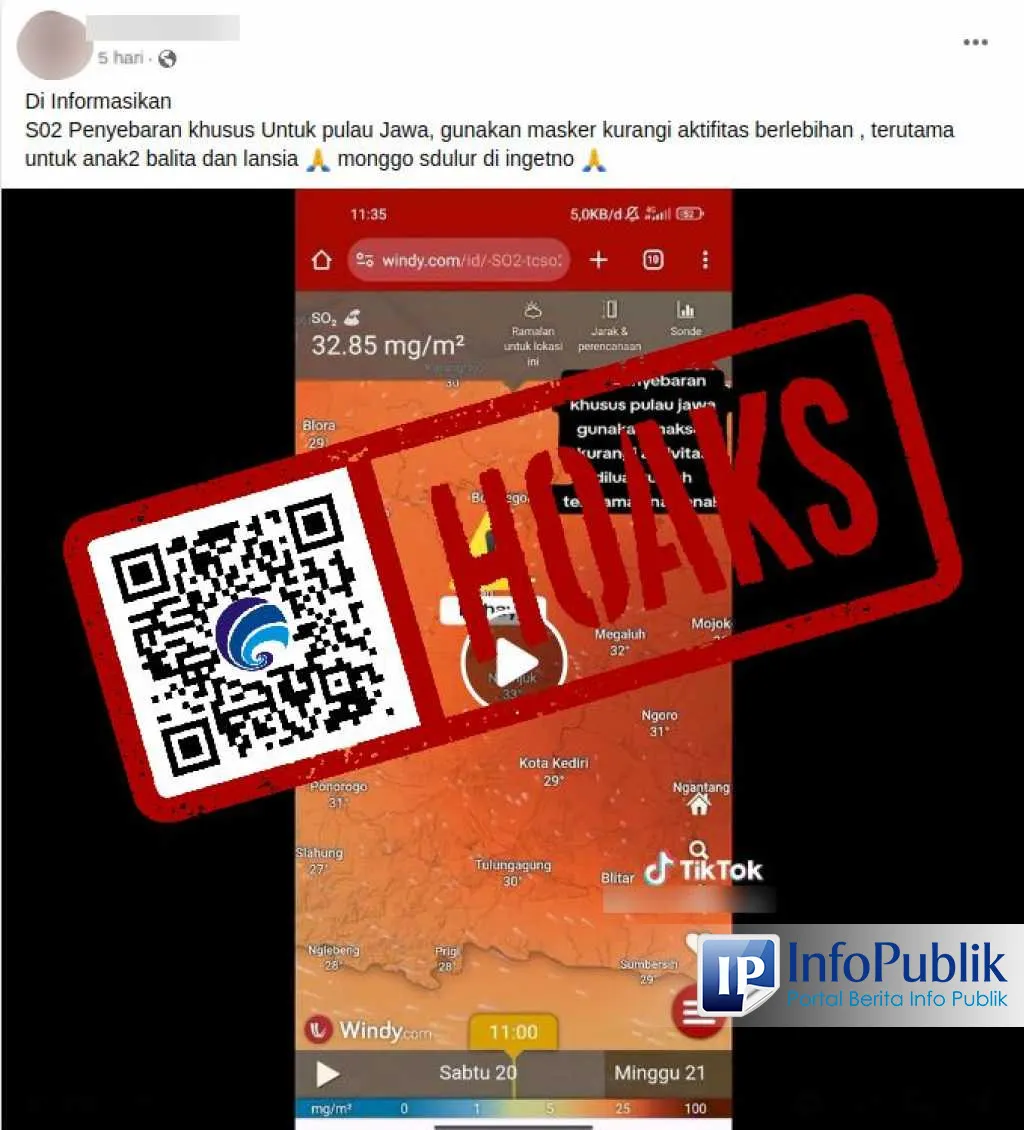 Cek Fakta: Tidak Ada Imbauan BMKG soal Masker dan Pembatasan Aktivitas karena SO2 di Pulau Jawa