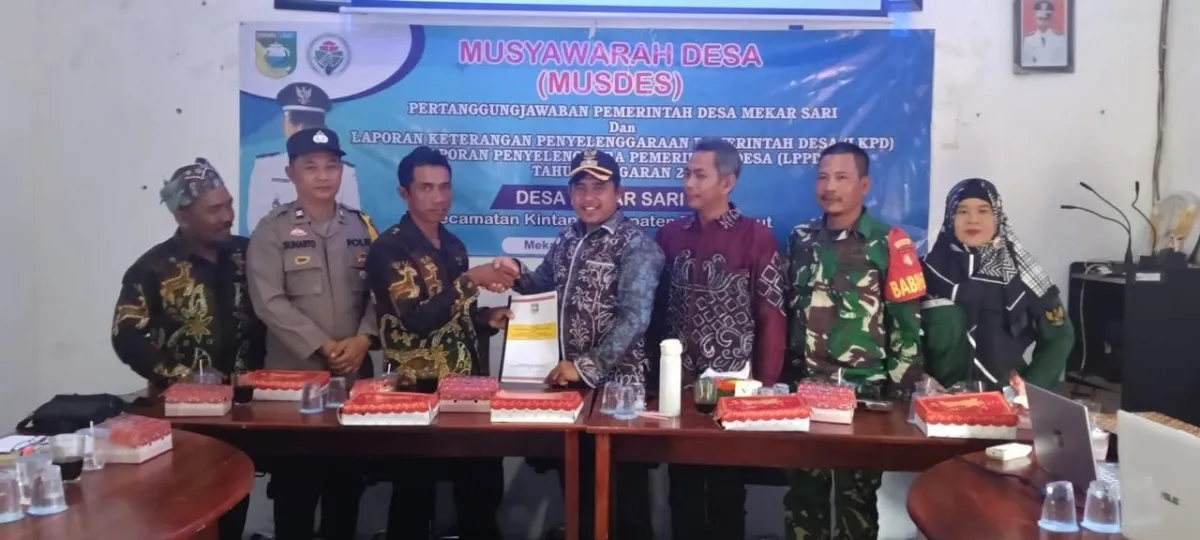 Babinsa Koramil Kintap Hadiri Musdes Pertanggungjawaban Pemdes Mekar Sari