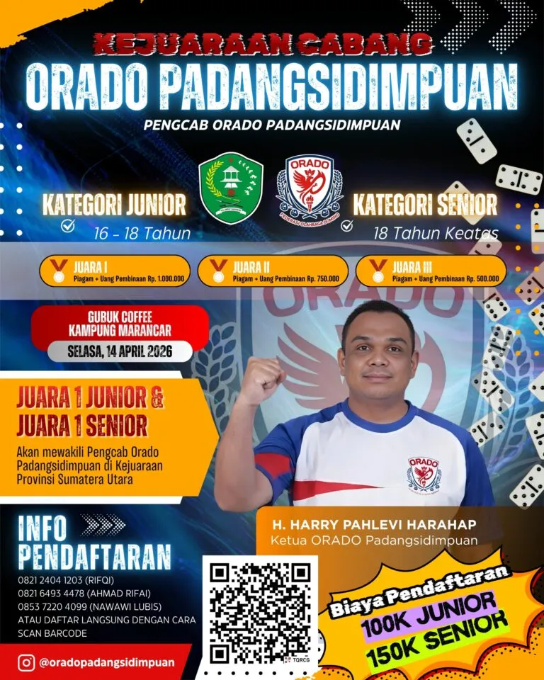 ORADO Padangsidimpuan Gelar Kejurcab Perdana Domino 14 April 2026