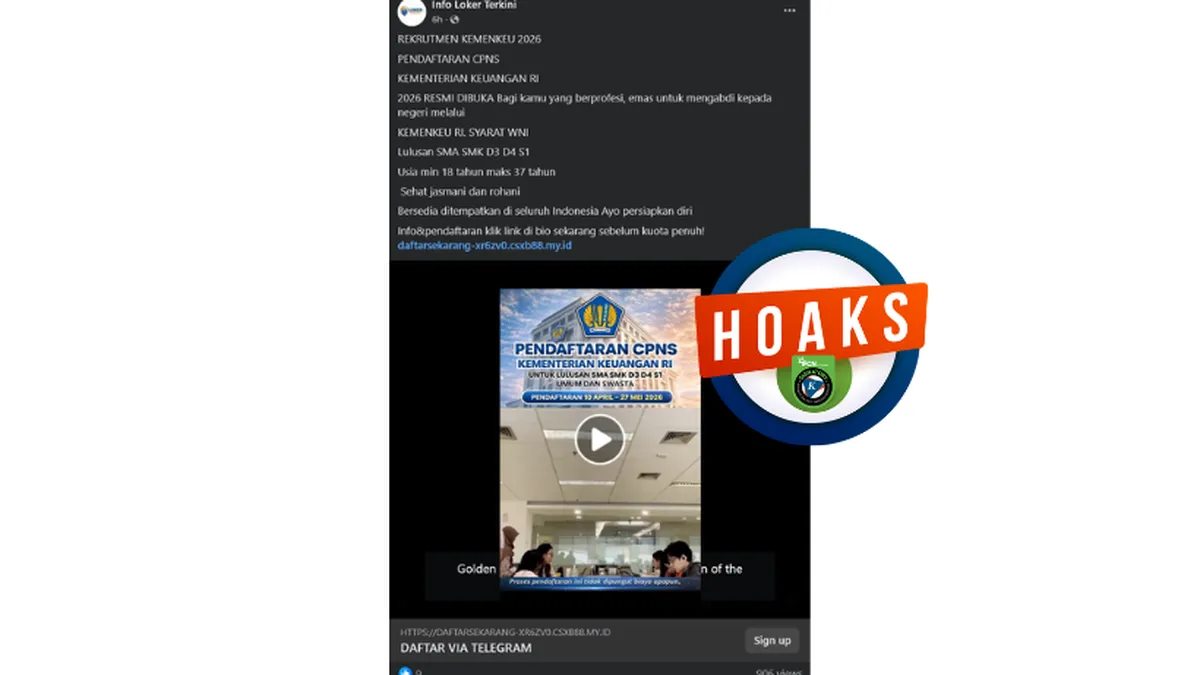 Hoaks Pendaftaran CPNS Kemenkeu Periode April–Mei 2026 Beredar di Media Sosial