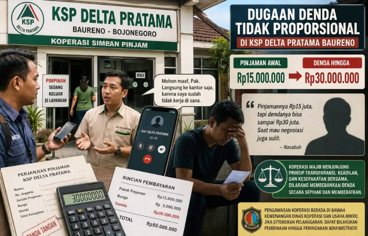 Dugaan Denda Tak Wajar di KSP Delta Pratama Bojonegoro Disorot, Pihak Koperasi Belum Beri Keterangan