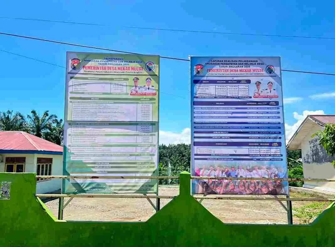 Pemdes Mekar Mulya Pasang Papan Transparansi Realisasi APBDes 2025 dan Rencana APBDes 2026