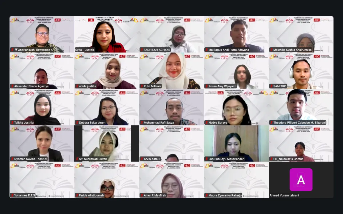 Kebutuhan Perancang Kontrak Profesional Meningkat, Justitia Training Center Gelar Pelatihan Angkatan LXXIV