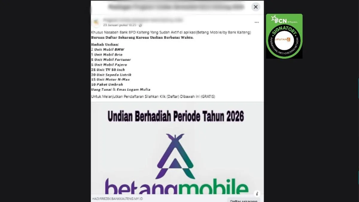 Hoaks Undian Berhadiah Catut Nama Bank Daerah Beredar di Medsos, Waspadai Tautan Minta Data Pribadi