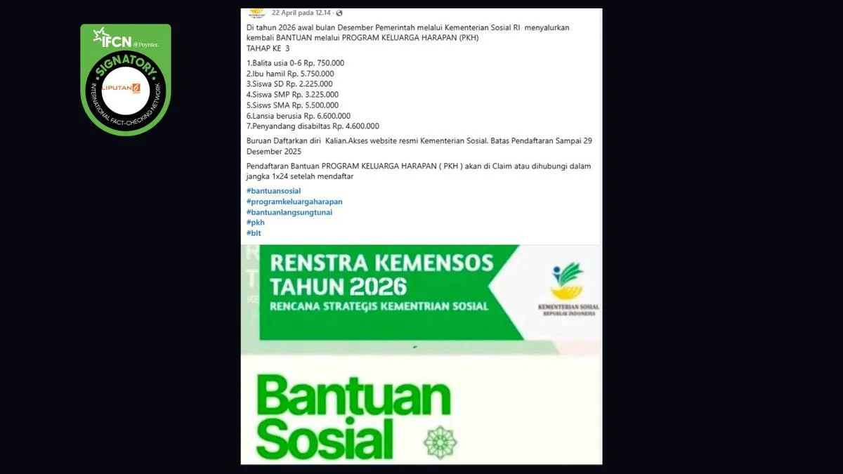 Cek Fakta: Tautan Pendaftaran PKH Tahap 3 untuk Balita hingga Lansia Disebut Hoaks