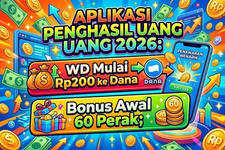 Aplikasi Penghasil Uang 2026 Rilis, Klaim WD Koin Mulai Rp200 dan Bonus Awal Rp60
