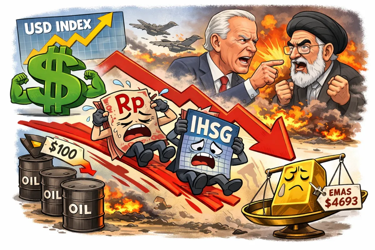 Rupiah dan IHSG Tertekan, Emas Ikut Melemah di Tengah Memanasnya Konflik Global