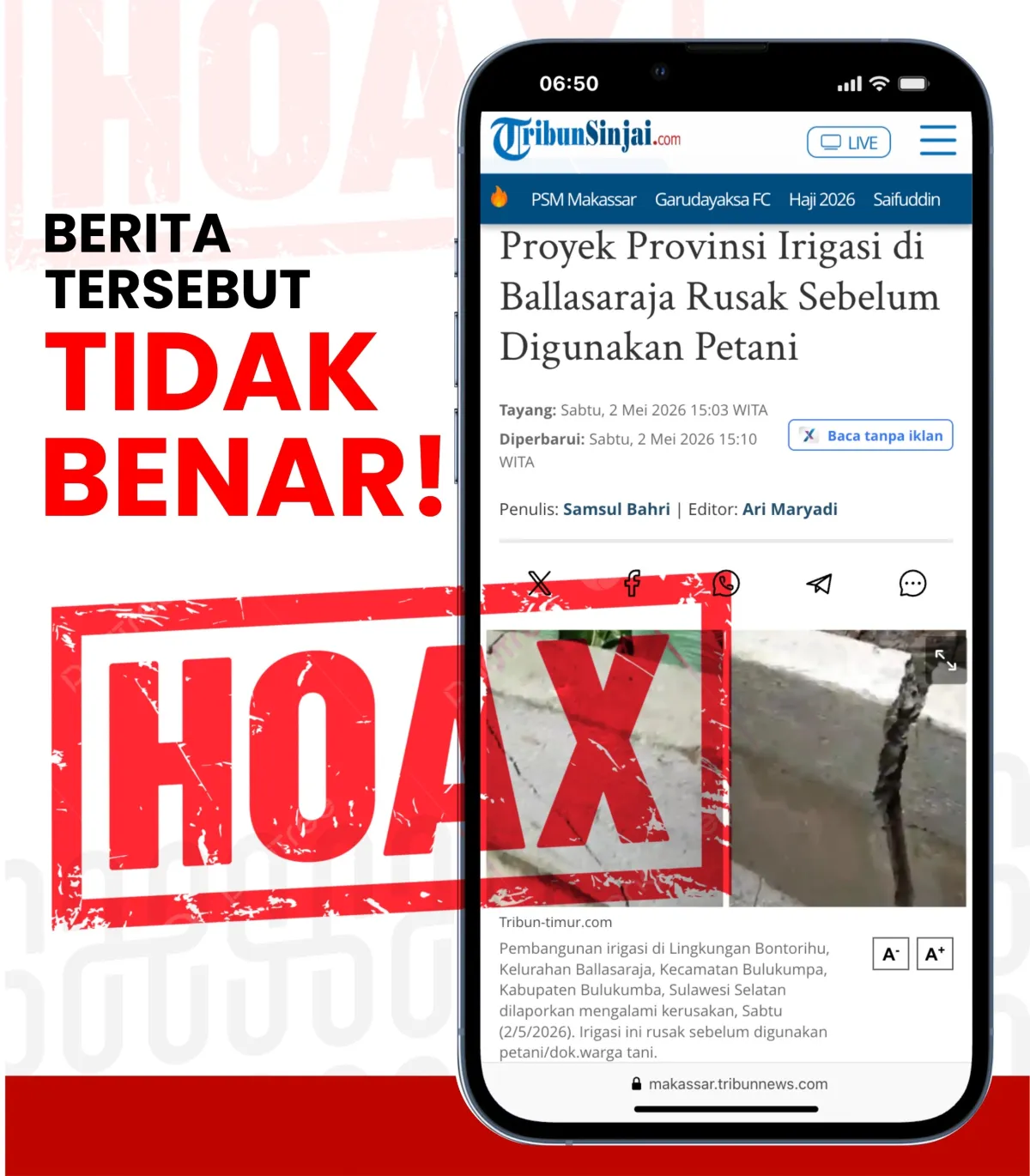 Pemprov Sulsel Tegaskan Proyek Irigasi di Ballasaraja Bukan Kewenangan Provinsi