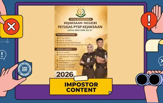 Beredar Klaim Rekrutmen Petugas PTSP Kejaksaan di TikTok, Pemeriksa Fakta Nilai Hoaks