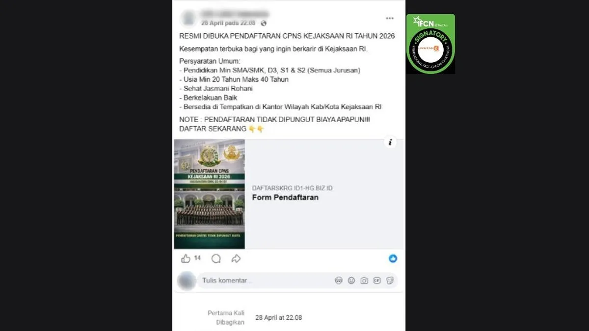Kejaksaan Agung Bantah Link Pendaftaran CPNS Kejaksaan 2026 yang Beredar di Facebook